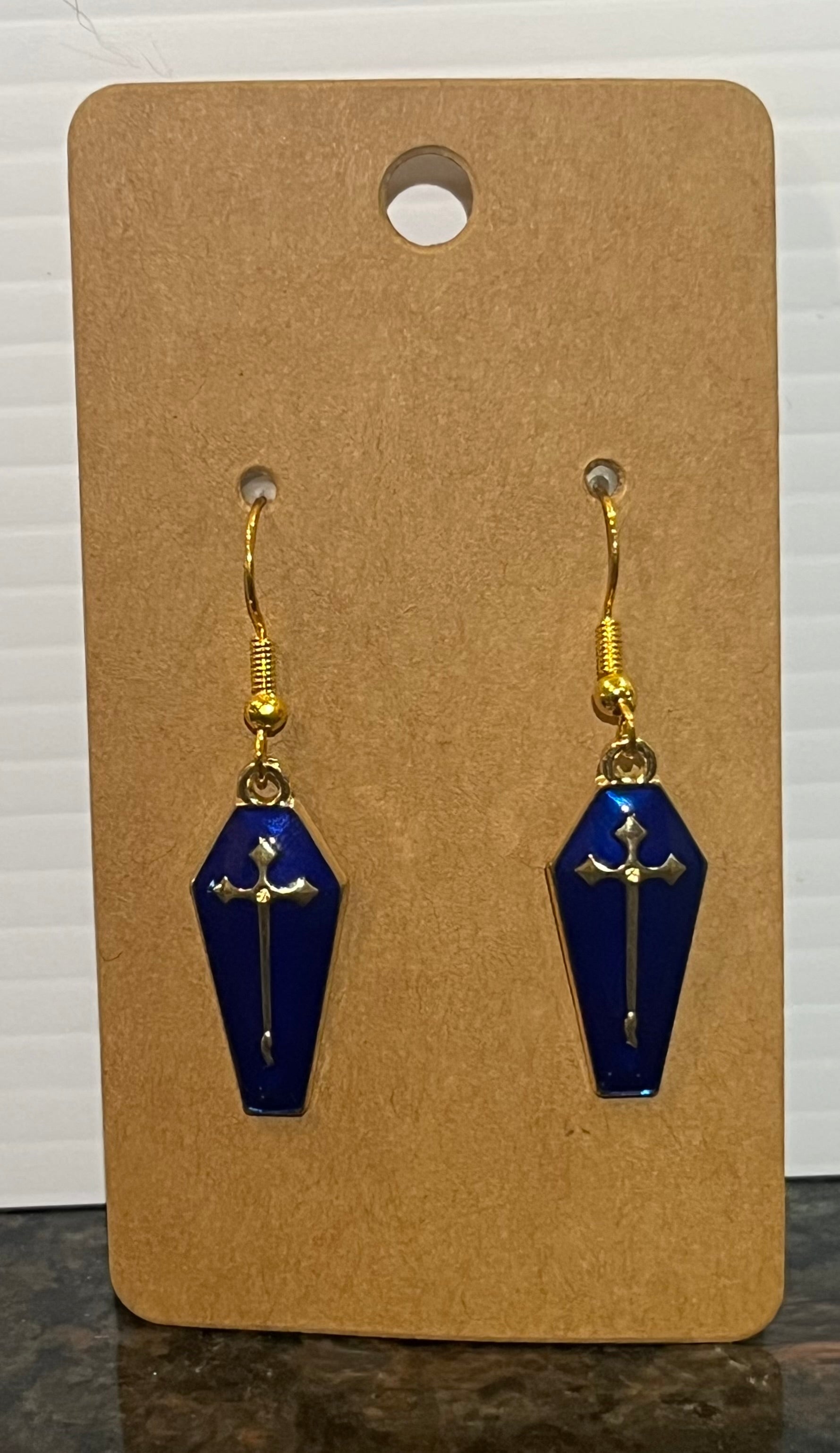 Blue Coffin Earrings