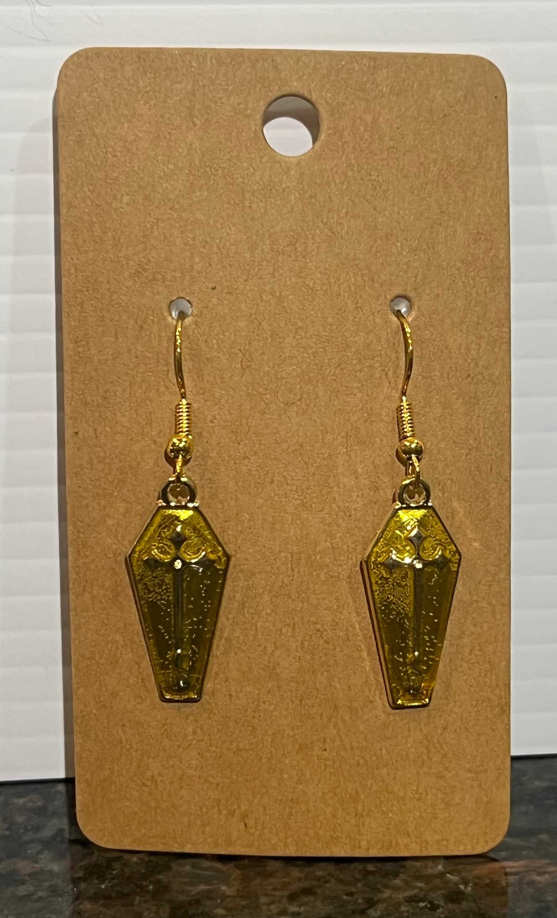 Gold Coffin Earrings