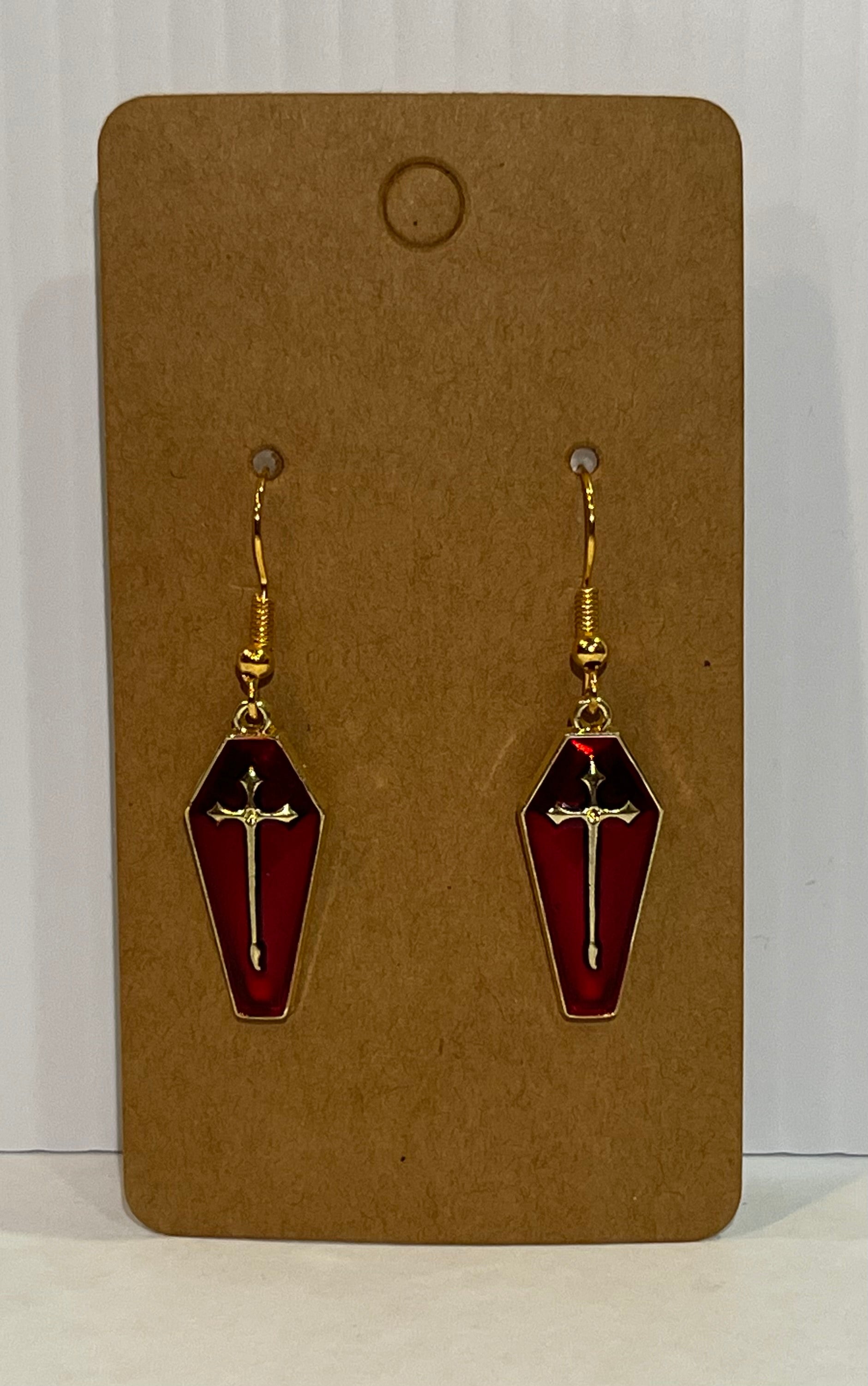 Red Coffin Earrings