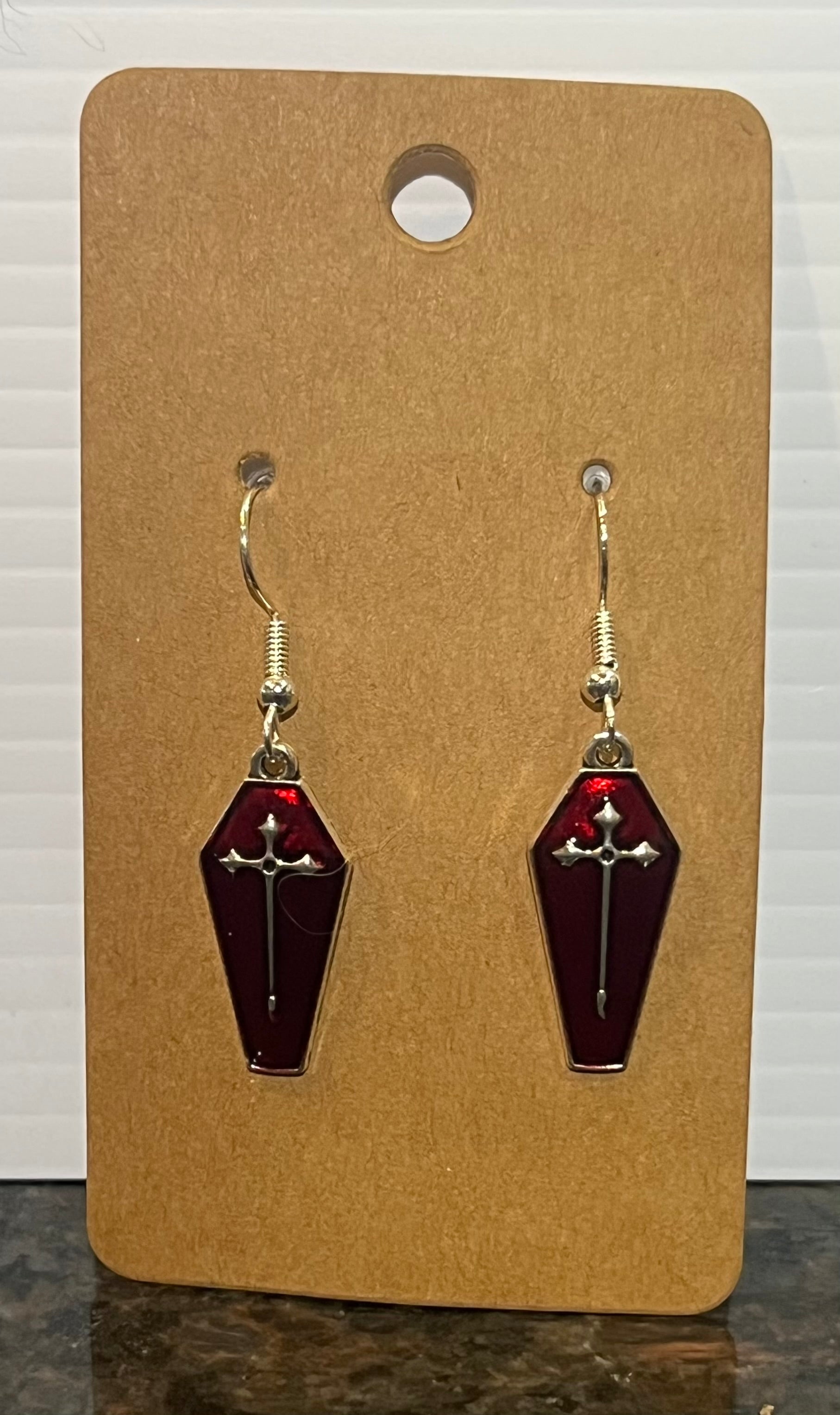 Red Coffin Earrings